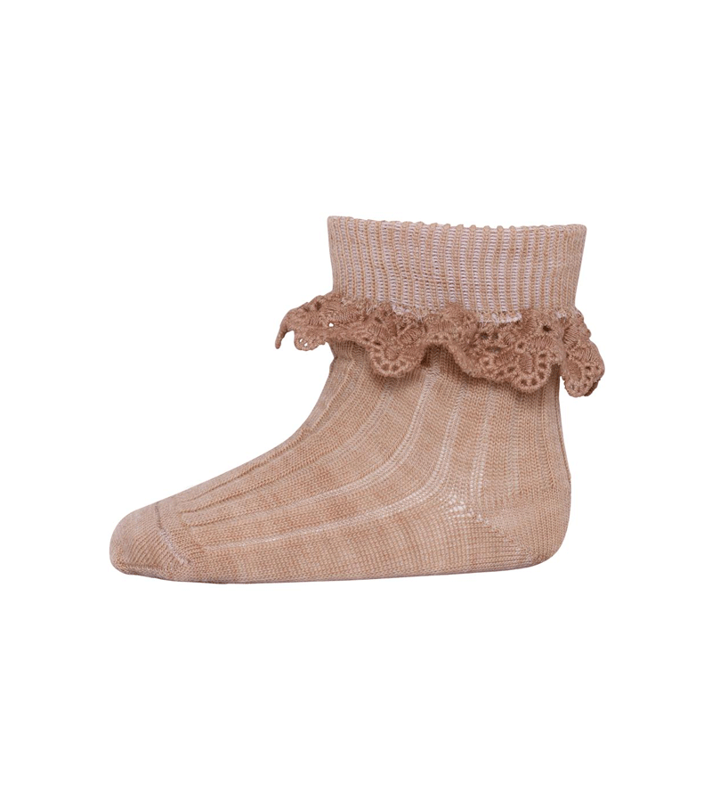 Premium Camel Melange Lea Lace Wool Socks by MP Denmark - Soft & Warm Winter Socks for Women, Hiking & Cold Weather Comfort