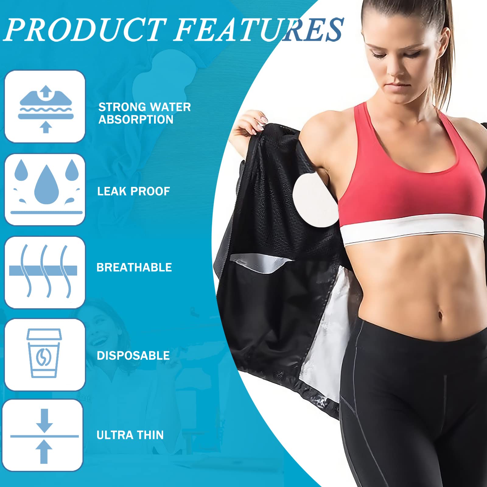 SEPGLITTER 60Pcs Disposable Underarm Sweat Pads for Women & Men - 100% Cotton, Extra Sticky, Unflavored, Super Absorbent Armpit Sweat Pads - Perfect for Workouts, Office Wear & Hot Weather Comfort
