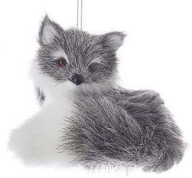 3 Pack Furry Gray Animal Ornaments - Cute Home Decor for Christmas Tree, Shelf Display & Gift Giving