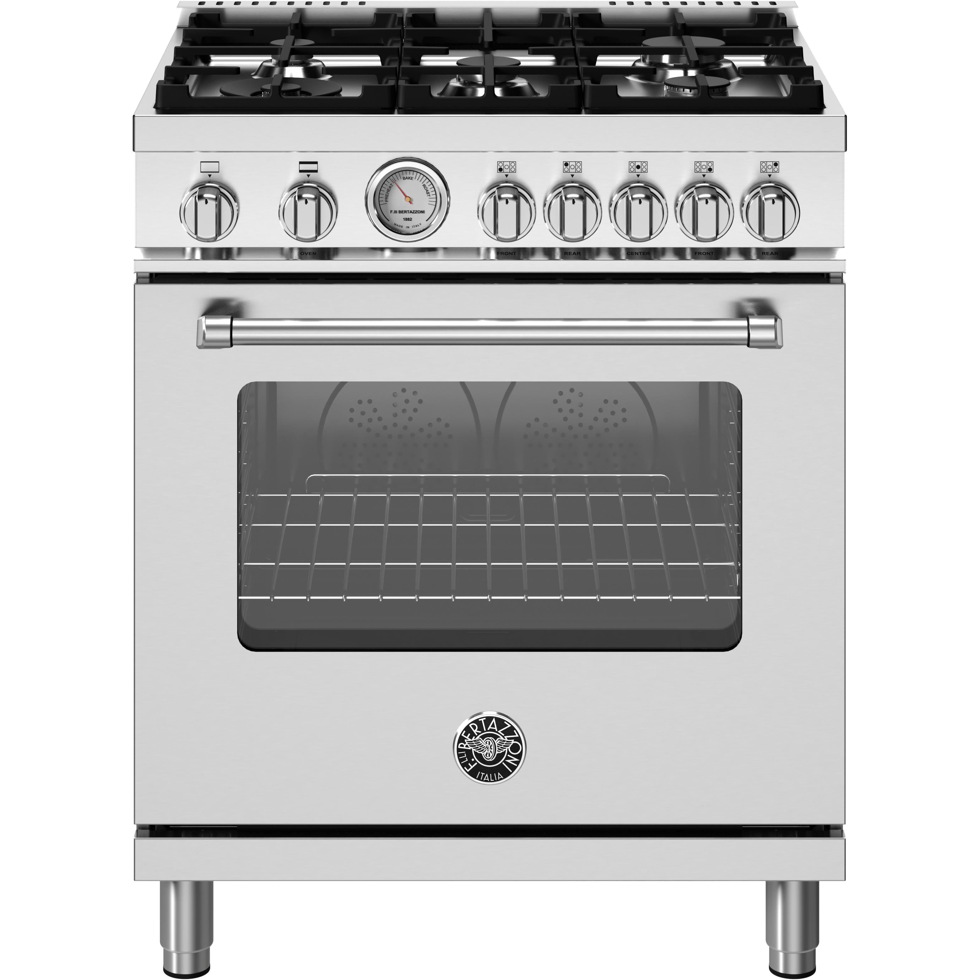Bertazzoni 30 Inch Freestanding Gas Range MAS305GASXVLP - Professional Italian Gas Stove with 5 Sealed Burners, Convection Oven - Perfect for Home Chefs & Modern Kitchens