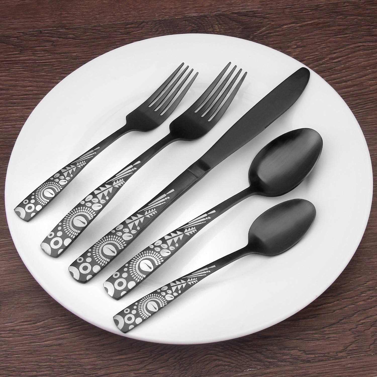Bysta 20-Piece Matte Black Stainless Steel Flatware Set - Elegant Satin Finish Cutlery Set for 4, Dishwasher Safe Kitchen & Restaurant Tableware - Perfect for Dinner Parties, Weddings, and Daily Dining