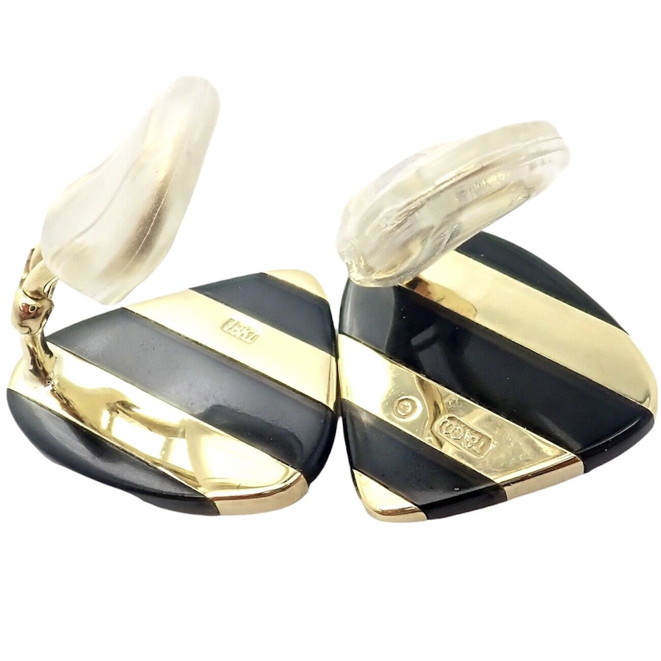 Tiffany & Co Angela Cummings 18k Yellow Gold Black Jade Inlaid Earrings for Women - Luxury Jewelry Gift for Anniversary, Wedding & Special Occasions