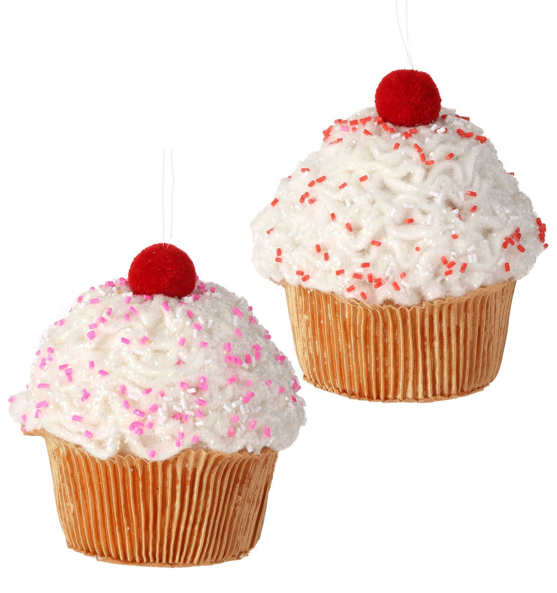 5 Sweet Sprinkled Cupcake Ornaments - Christmas Tree Decorations, Party Favors, Baking Themed Gifts for Kids & Bakers - Perfect for Holiday Decor, Birthday Parties & Kitchen Decorations