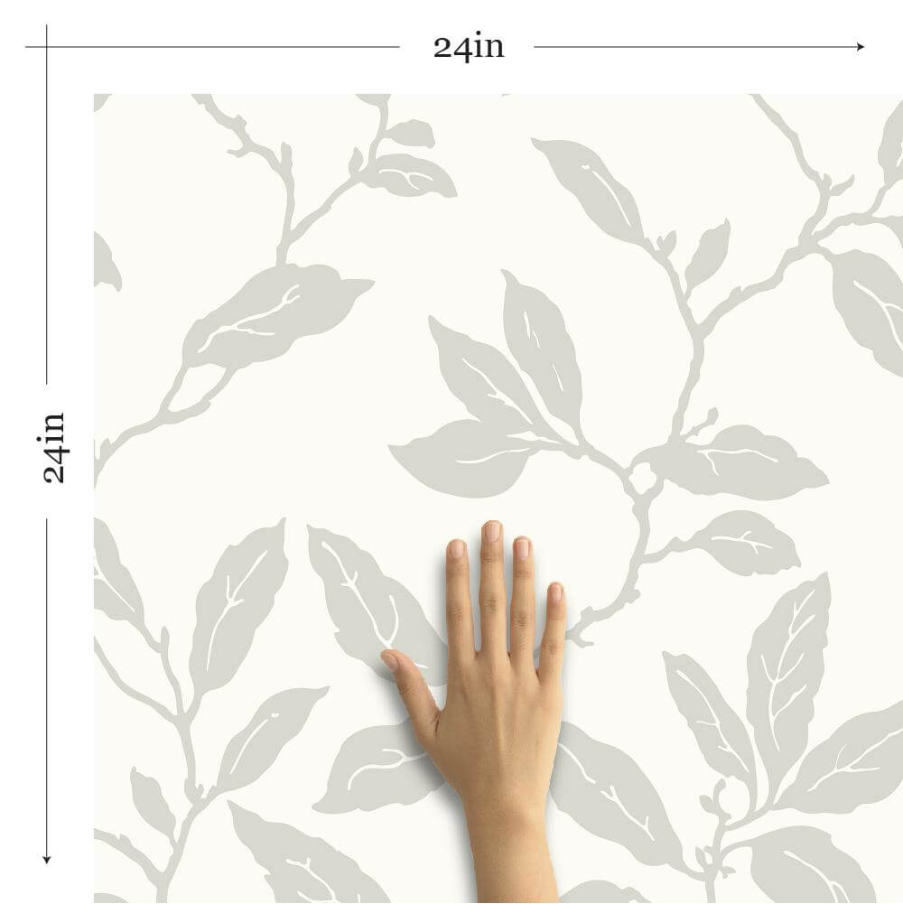 White Botanical Floral Peel and Stick Removable Wallpaper 4166 - Self-Adhesive Wall Decor for Bedroom, Living Room & Nursery - Easy to Apply & Remove