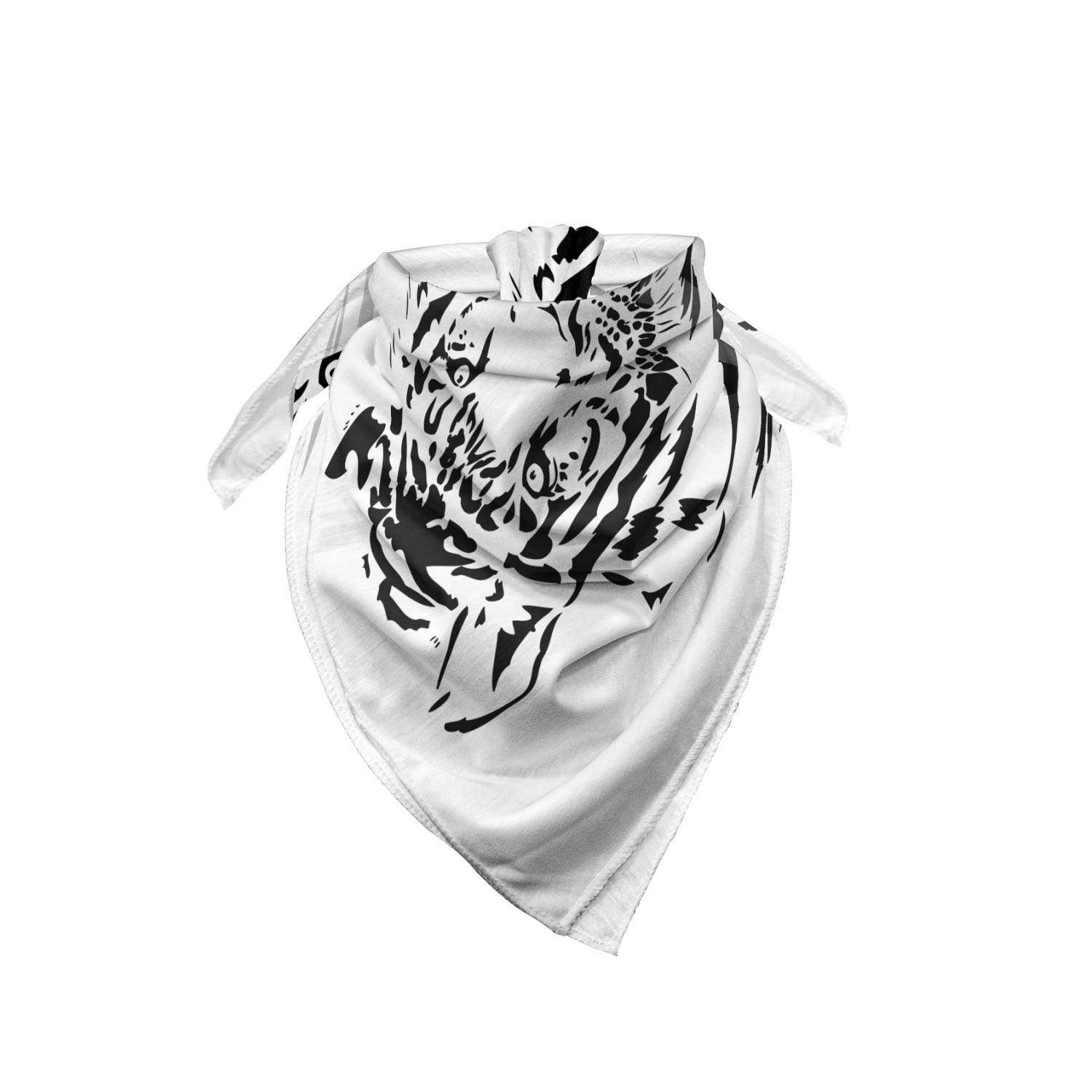 Ambesonne Tiger Bandana - Black Outline Hunter Cat Print - Unisex Head & Neck Scarf for Men & Women - Perfect for Outdoor Adventures, Hiking, and Fashion Accessories
