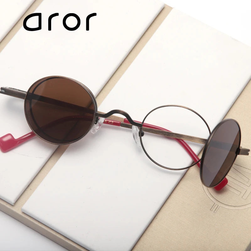Aror Unisex Full Rim Round Alloy Eyeglasses with Flip-Up Sunglasses 76889 - Stylish & Durable for Outdoor Activities, Driving, and Fashion Accessories