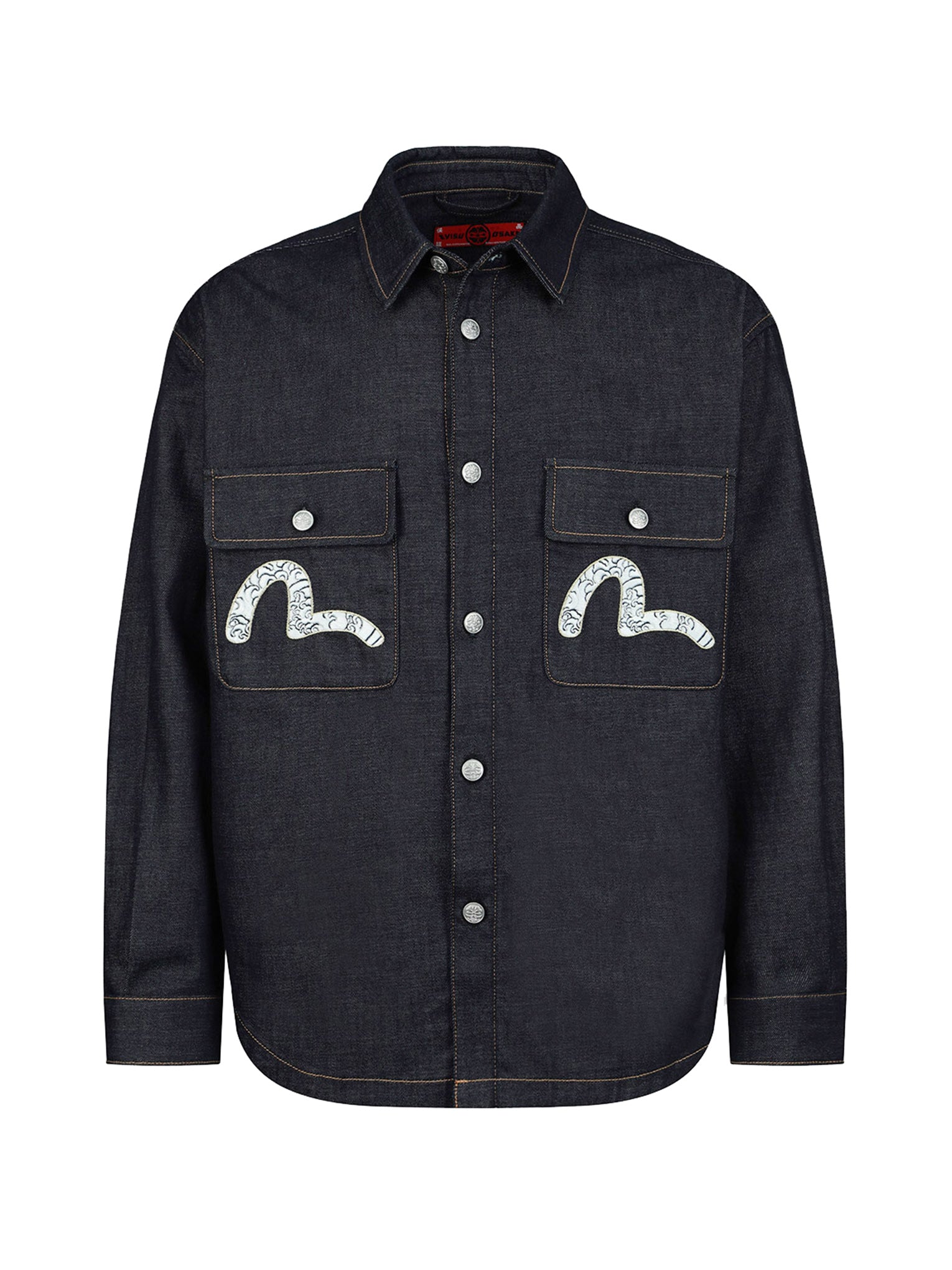 Sea Wave Pattern Seagull Embroidery Denim Shirt Jacket for Men - Vintage Casual Overshirt with Coastal Design, Perfect for Beach Outings and Summer Fashion