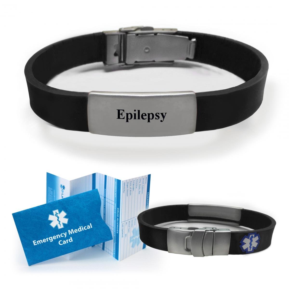 Epilepsy Medical Alert Bracelet - Slim & Sporty ID Bracelet for Men & Women - Emergency Medical Information Jewelry for Seizure Safety & Daily Wear