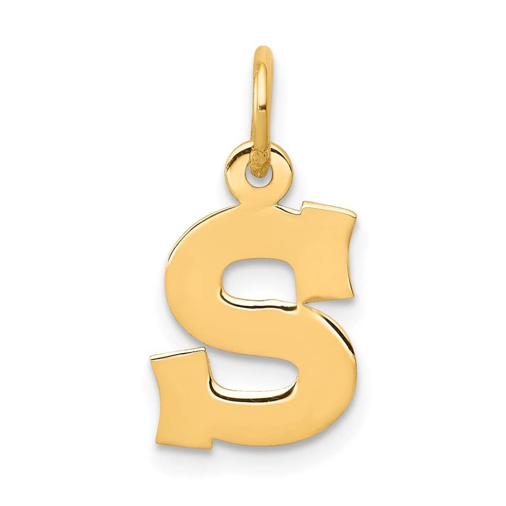 14K Yellow Gold Small Block Letter S Initial Charm Pendant Necklace for Women - Perfect for Gifts, Birthdays, Anniversaries & Everyday Elegance