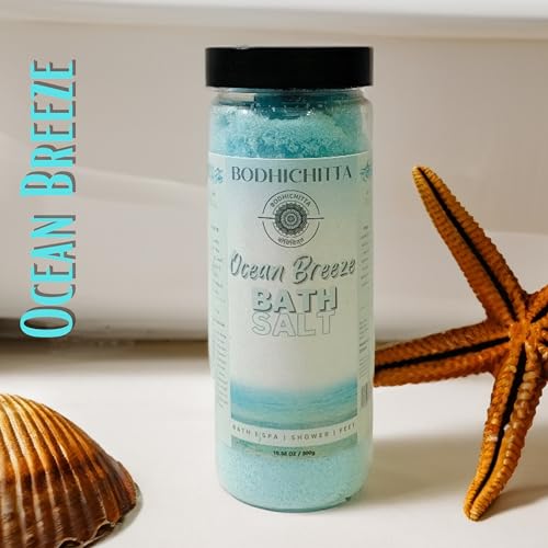 Bodhichitta Ocean Breeze 100% Natural Bath Salt with Essential Oils - Epsom Salt, Himalayan Salt & Sea Salt Blend with Vitamin C for Body & Foot Spa - Relaxing Mind & Body Therapy (300g) | Perfect for Stress Relief, Muscle Recovery & Home Spa Treatments