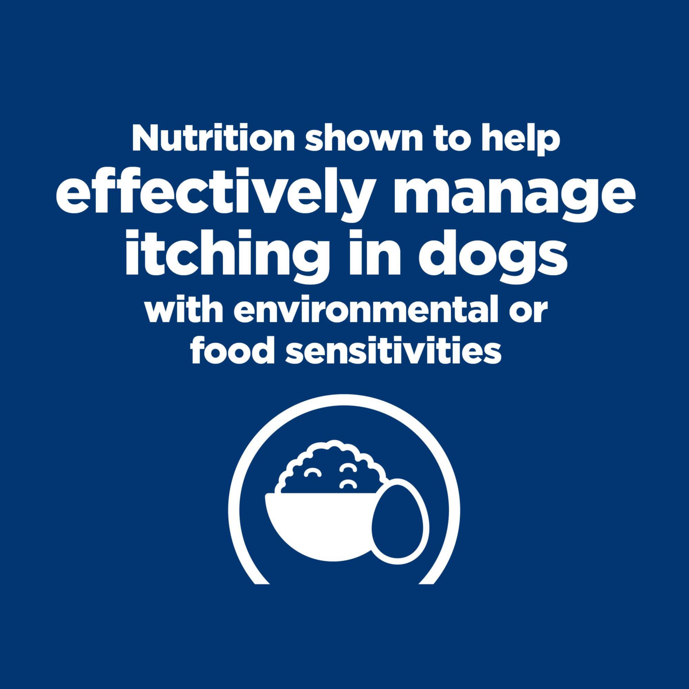 Hill's Prescription Diet Derm Complete Dry Dog Food for Skin & Food Sensitivities - Rice & Egg Recipe Veterinary Diet (24 lb Bag) - Ideal for Dogs with Allergies, Itchy Skin & Digestive Issues