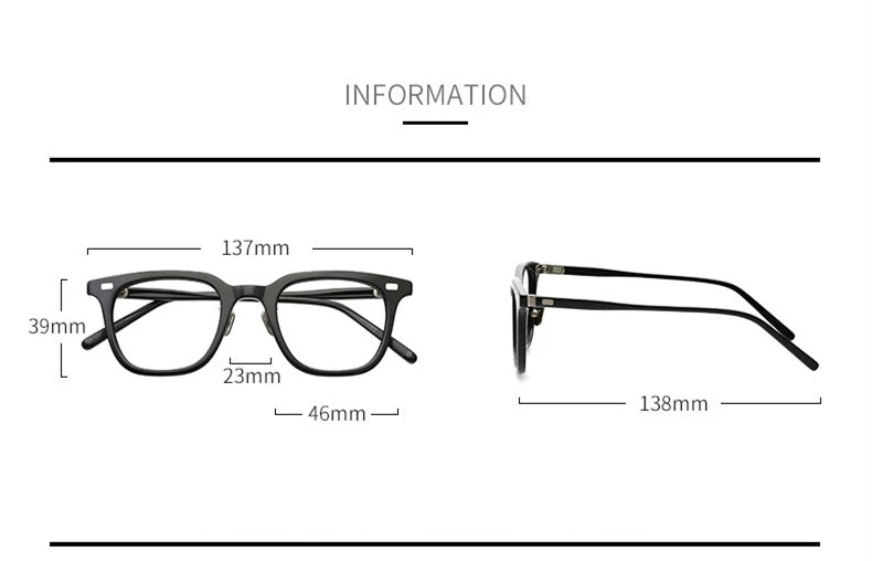 Stylish Black Acetate Square Eyeglasses for Women - Full Rim Frame BM319 | Perfect for Work, Reading & Fashion Accessories