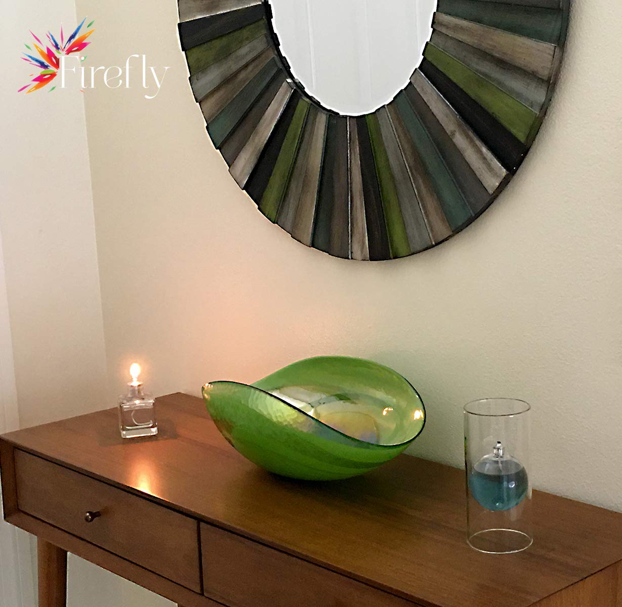 Firefly Aura Square Glass Oil Lamp - Refillable for Home Decor