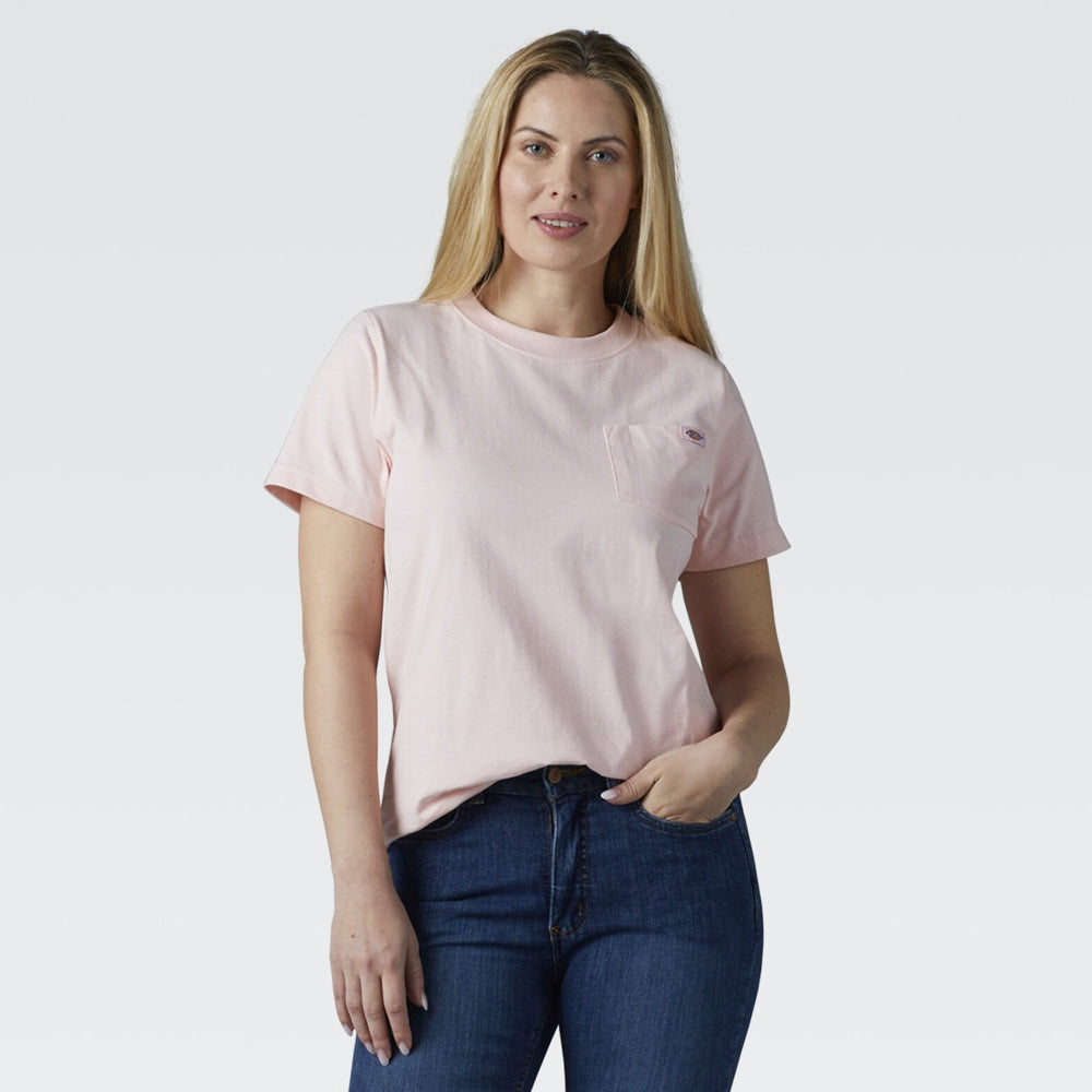 Dickies Women's Short Sleeve Heavyweight Cotton T-Shirt FS450 - Comfortable Work Shirt for Women, Casual Pink Top for Everyday Wear | Perfect for Work, Outdoor Activities & Casual Outfits