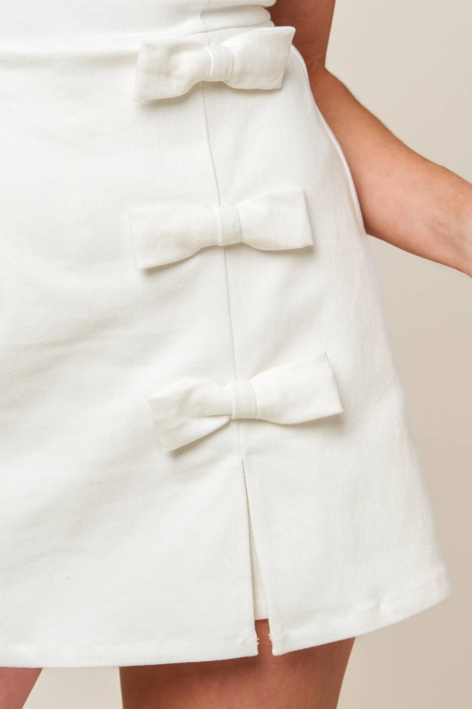 Open Minded White Denim Bow Trim Skort Romper - Stylish Summer Outfit for Casual Wear, Beach Trips & Date Nights