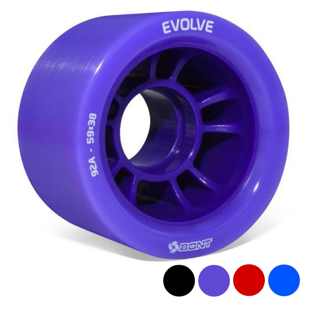 Bont Evolve Derby Wheels 59mm 4 Pack - High Performance Roller Skating Wheels for Indoor & Outdoor Rinks, Derby Tracks, and Artistic Skating