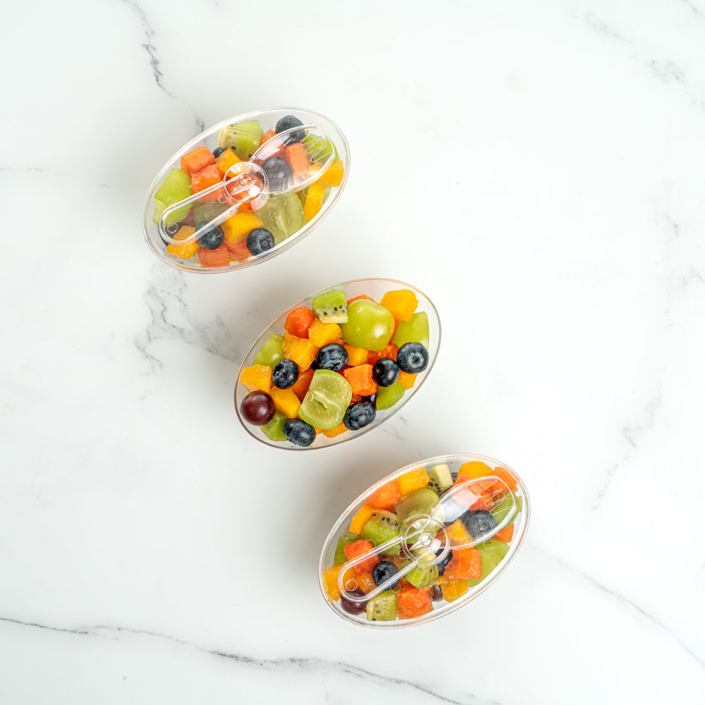 4 oz Clear Plastic Deli Containers with Lids & Sporks - 100 Pack (4.5