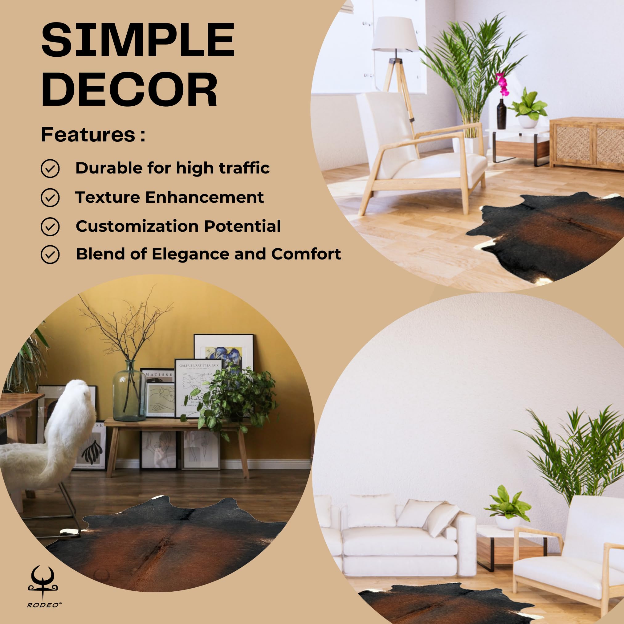 Premium Genuine Cowhide Rug - Durable & Easy to Clean Cow Print Area Rug - Ethically Sourced Hair-on Leather for Western, Ranch & Rustic Decor - Luxury XL Cowhide Rug (6x7-8 ft) - Perfect for Living Room, Bedroom or Cabin Floor Decor