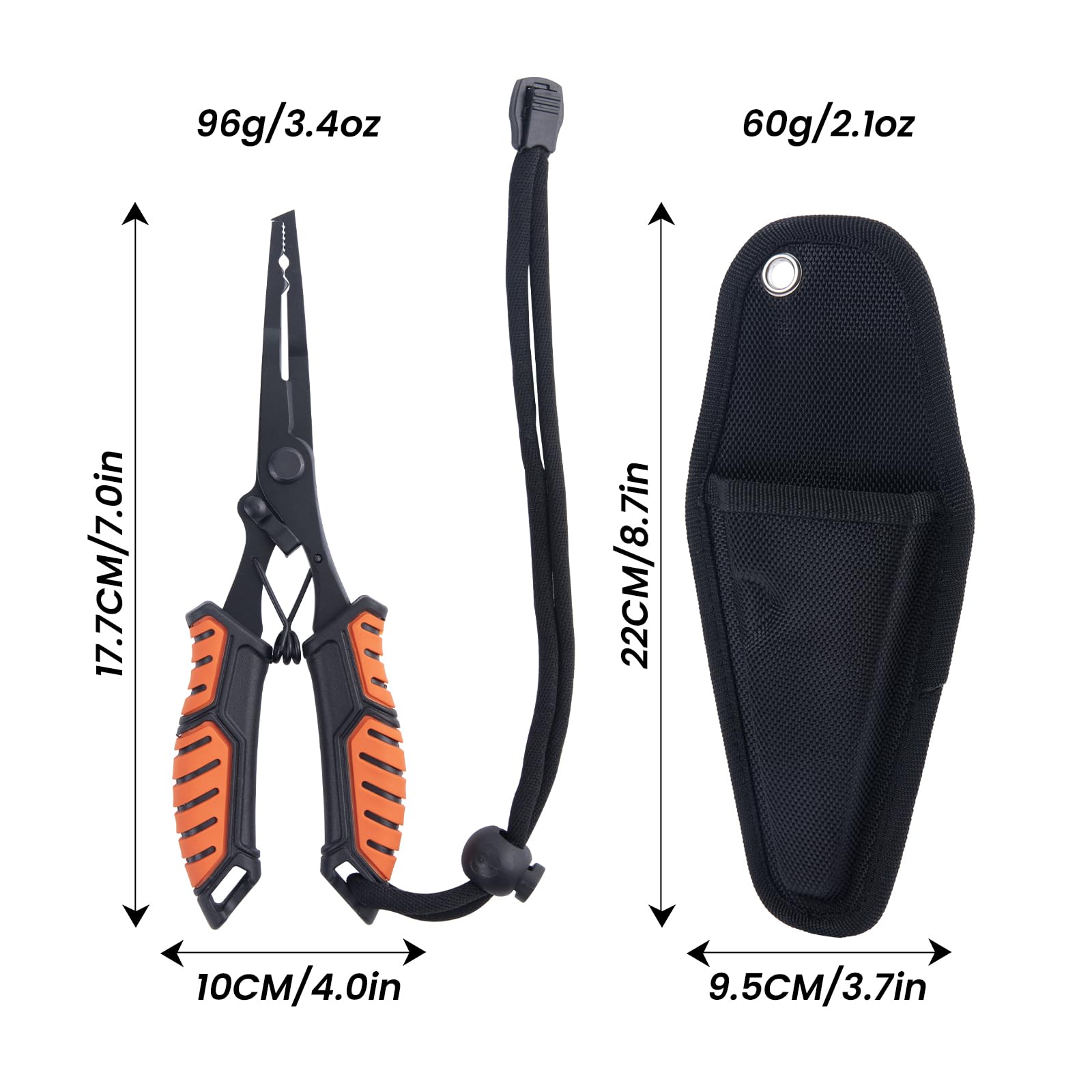 Goture 7-Inch Stainless Steel Fishing Pliers Set with Line Cutter & Storage Bag - Hook Remover, Needle Nose Pliers for Saltwater & Freshwater Fishing - Perfect for Anglers, Fishing Gear Kit & Outdoor Adventures