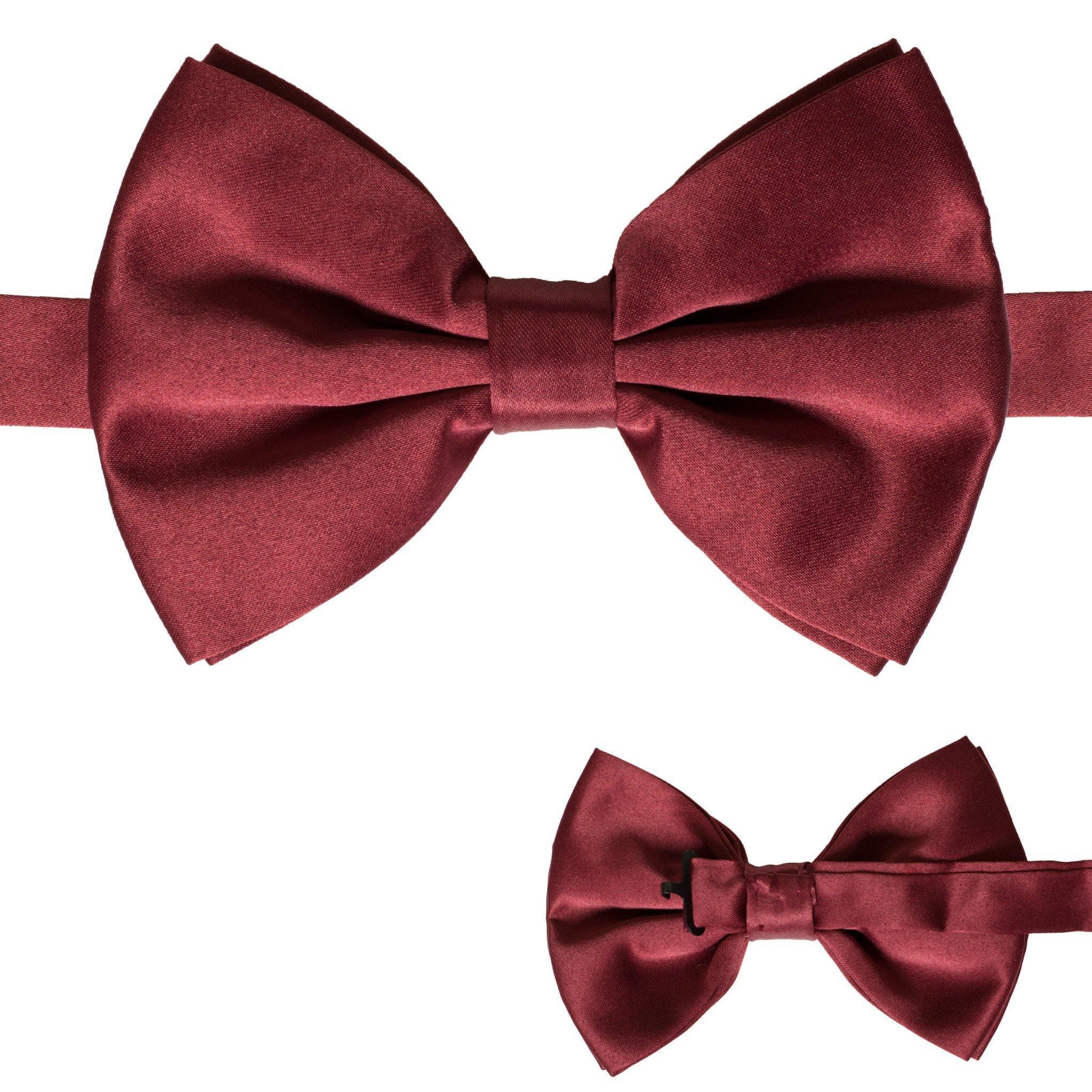 Axis Burgundy Adjustable Satin Bow Tie for Men - Formal Wedding, Prom, Tuxedo & Business Attire Accessories