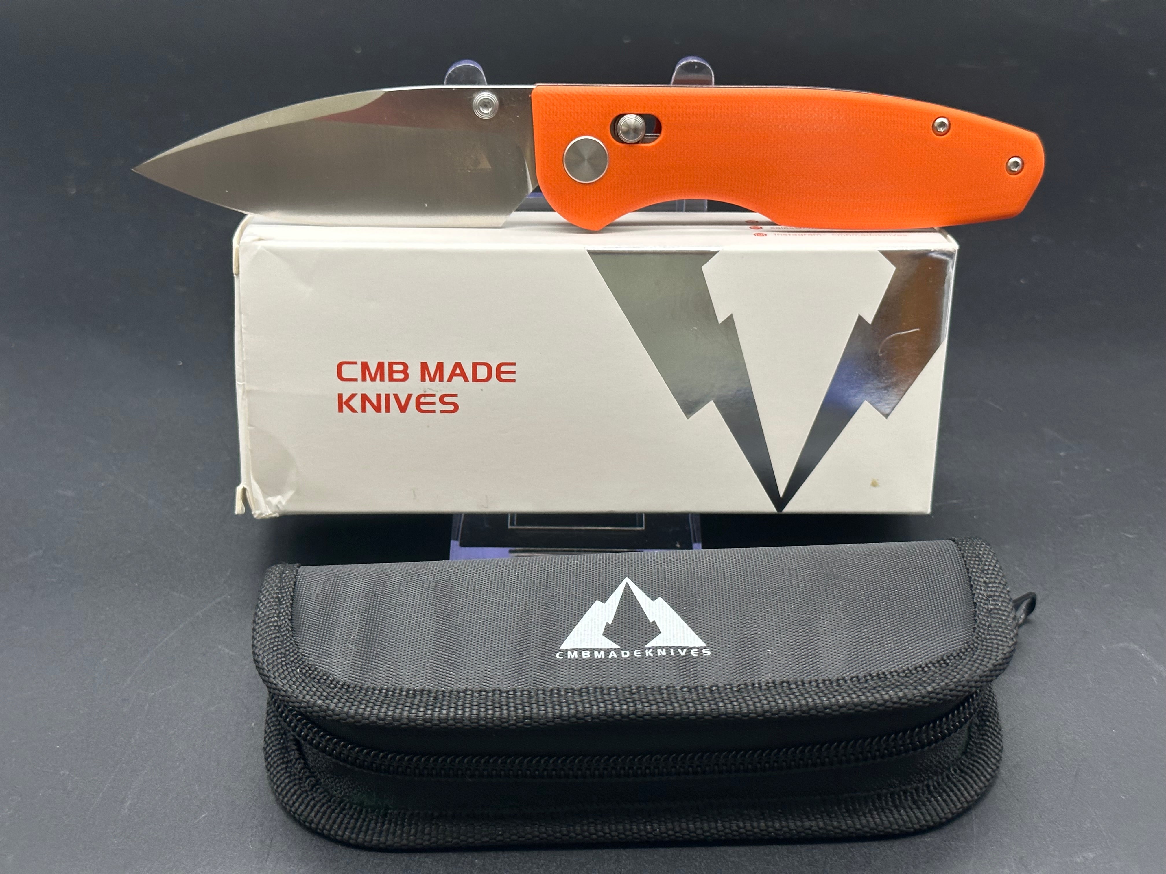 CMB Predator Orange G10 Folding Knife with D2 Steel Blade - Perfect for Outdoor Camping, Hunting, and Survival Adventures