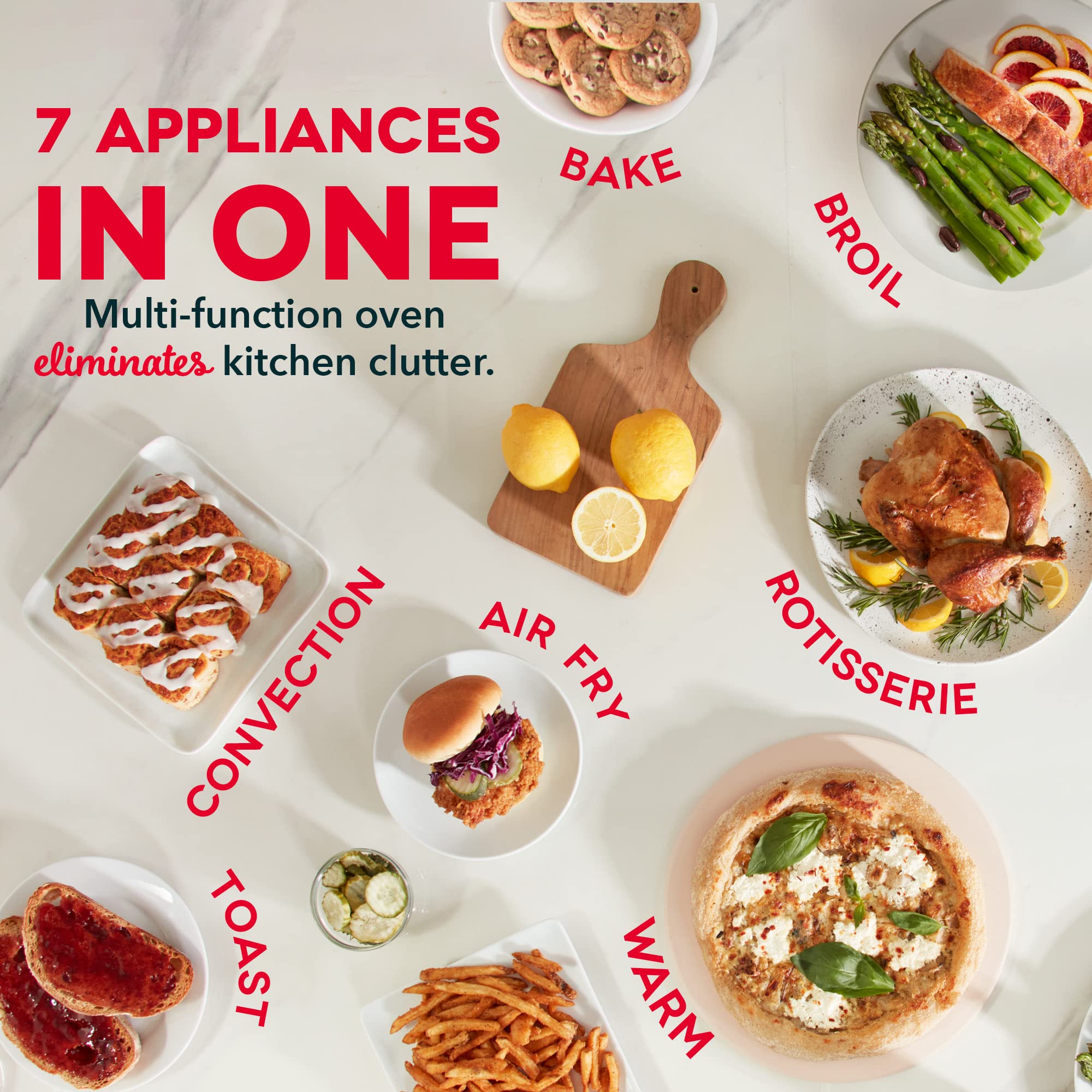 Dash Chef Series 7-in-1 Convection Toaster Oven Air Fryer with Rotisserie - 23L Graphite Countertop Oven for Baking, Roasting & Frying | Includes Non-Stick Fry Basket, Baking Pan, Rack, Skewers & Recipe Book | Perfect for Small Kitchens, Dorms & RV Cooking