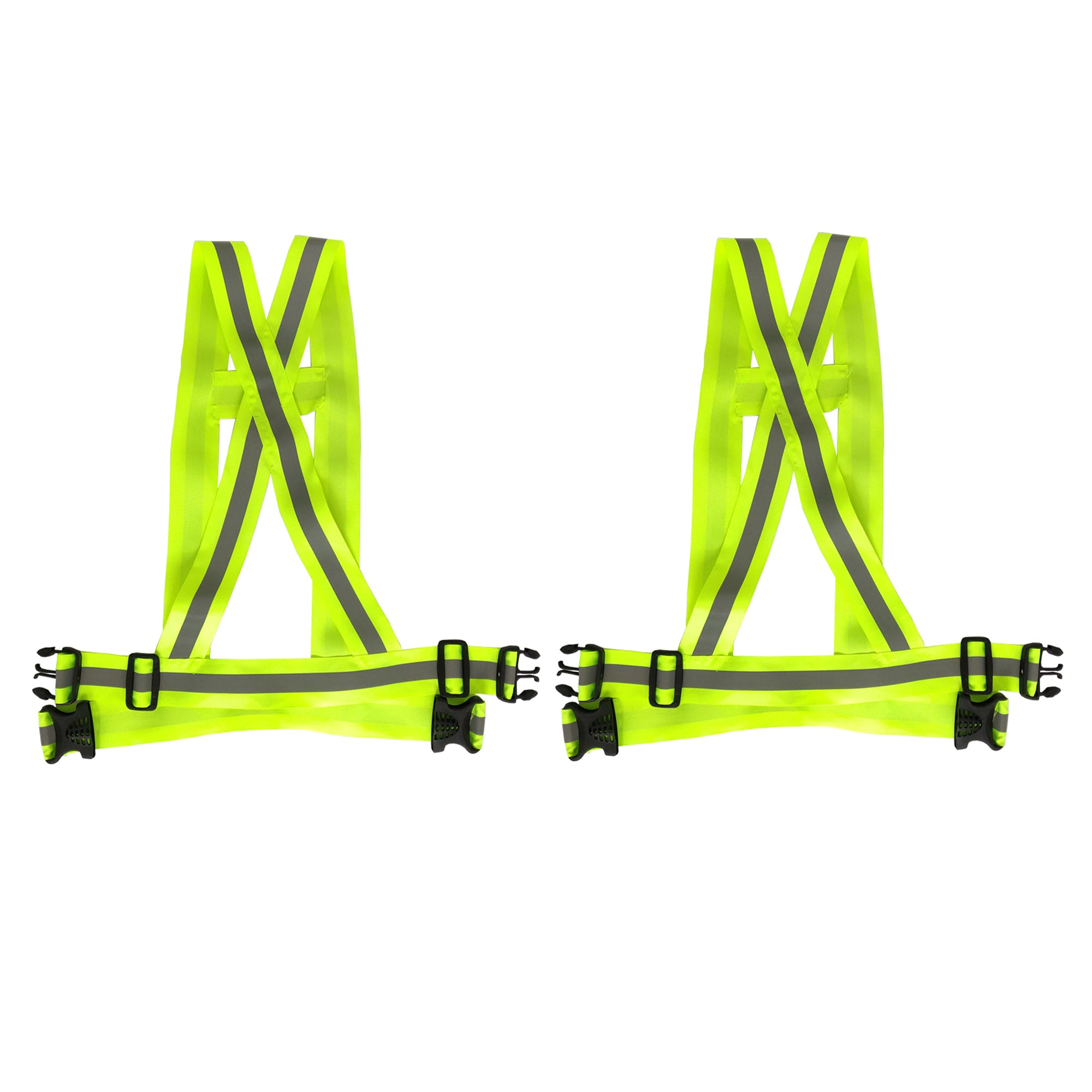 High Visibility Reflective Safety Vest with Adjustable Straps - 2 Pack Cross Belt for Running, Cycling & Construction Work