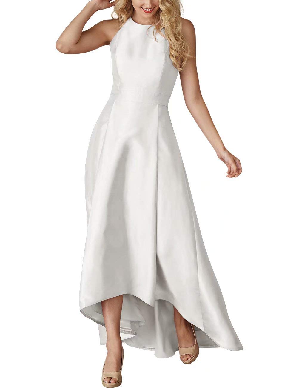 Lilibridal Women's Satin Bridesmaid Dress High Low Hem Black Prom Gown Long Evening Dress for Weddings, Parties & Formal Events