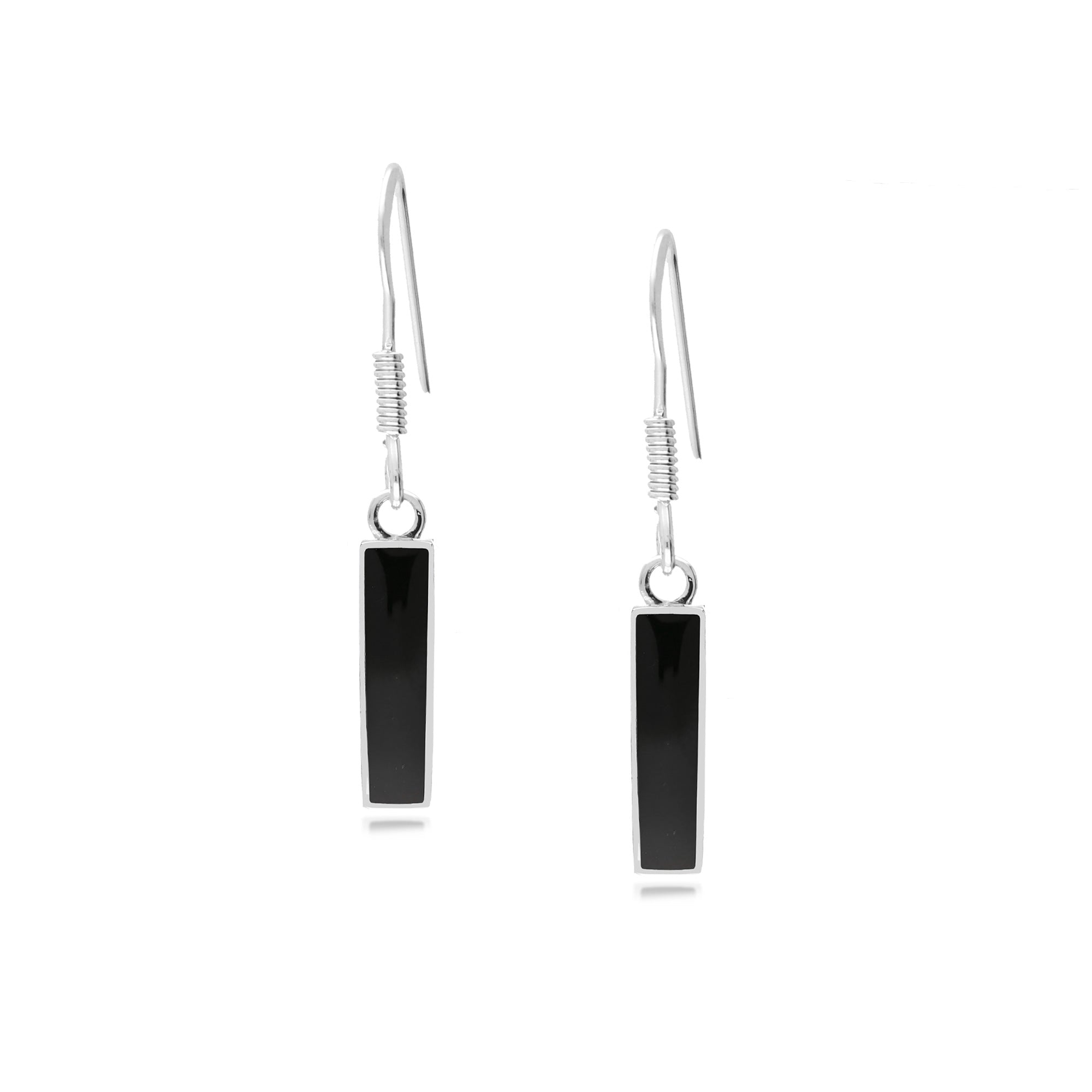 Sterling Silver Whitby Jet Rectangular Earrings for Women - Elegant Gothic Jewelry - Perfect for Weddings, Parties & Evening Events