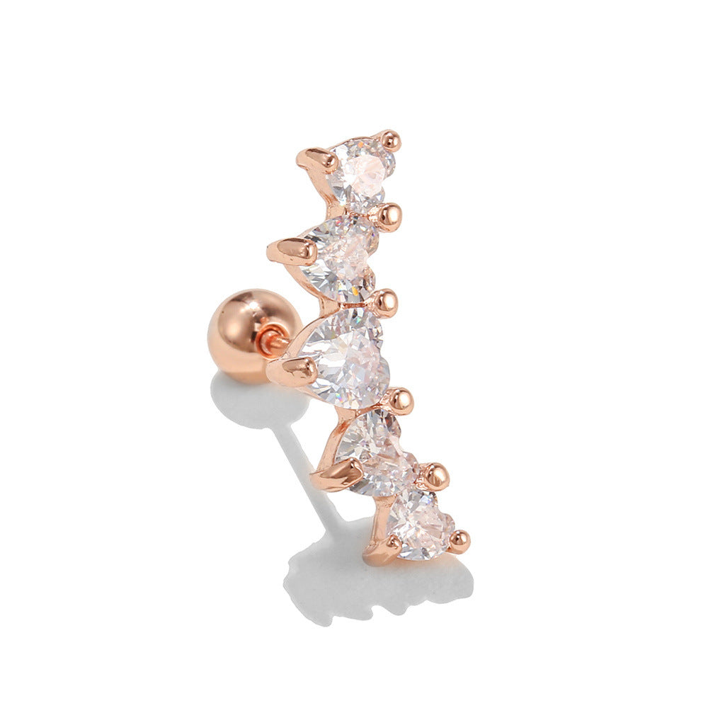 20G Star in a Row Ear Crawler Cartilage Earrings | EGD0498 - Trendy Cartilage Hoop Earrings for Women, Minimalist Star Stud Ear Cuff, Helix Ear Jewelry for Everyday Wear & Special Occasions