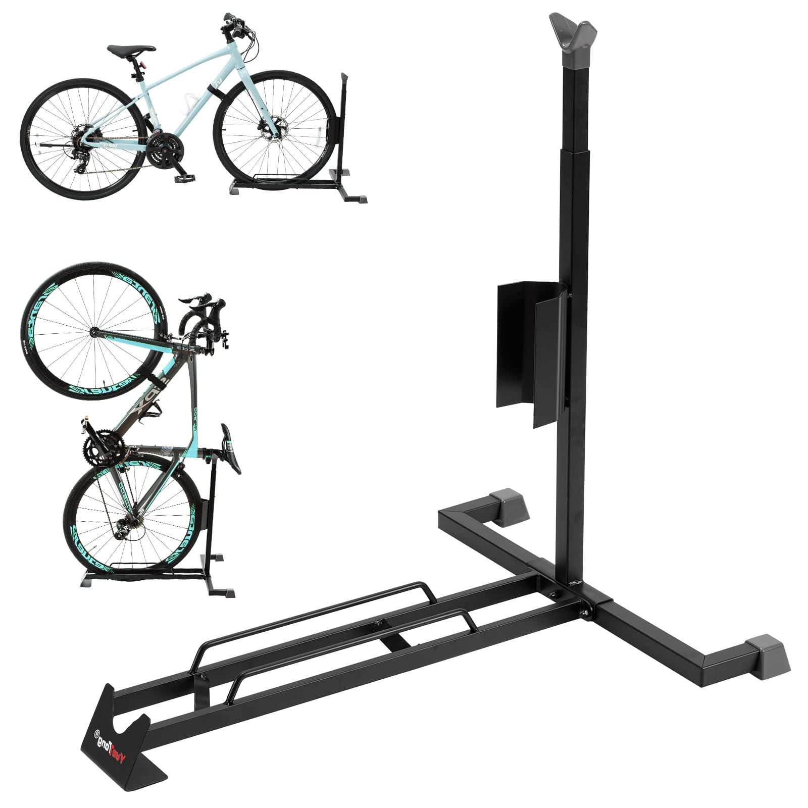 Vertical Bike Stand for Indoor & Garage Storage - Heavy Duty Upright Bicycle Rack for MTB, Road Bikes, Women's Bikes & E-Bikes - Space Saving Bike Organizer for Home, Apartment & Workshop Use