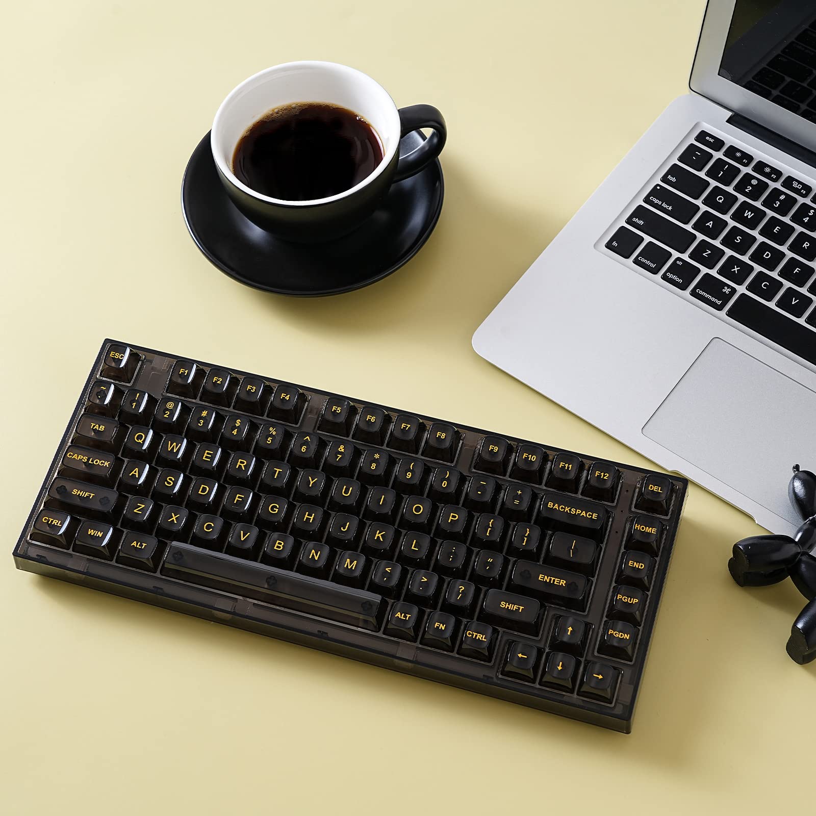 YUNZII X75 82-Key Hot Swappable Mechanical Keyboard with Transparent Keycaps | Gasket Mount 75% RGB Backlit Custom Gaming Keyboard for Windows & Mac (Crystal Ice Switch, Wired-Black) | Perfect for Typing, Gaming & Office Work
