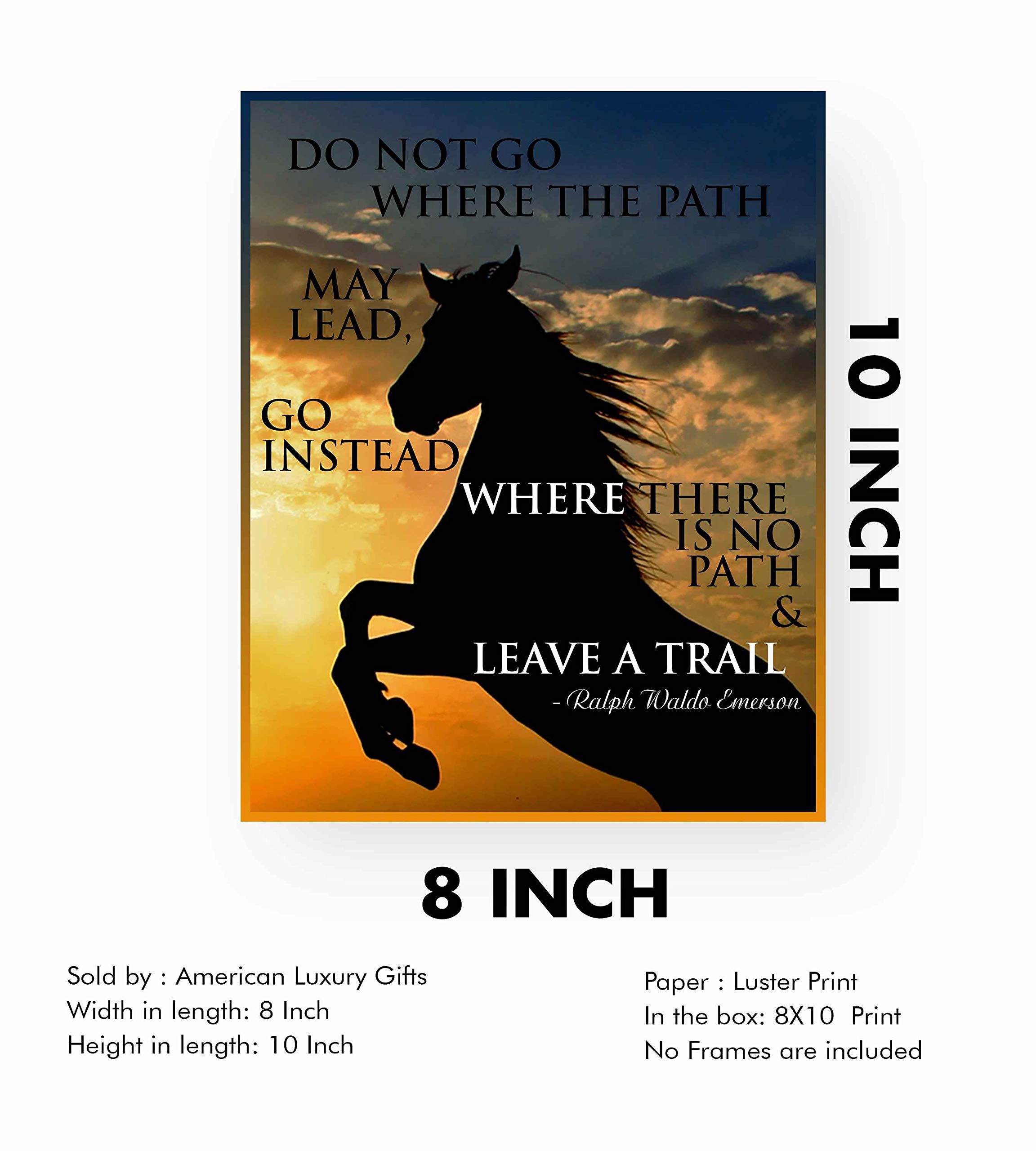 Ralph Waldo Emerson Sunset Horse Motivational Wall Art Print - Inspirational Home & Office Decor for Living Room, Bedroom - Unframed 8x10 - Perfect for Study Spaces & Meditation Rooms