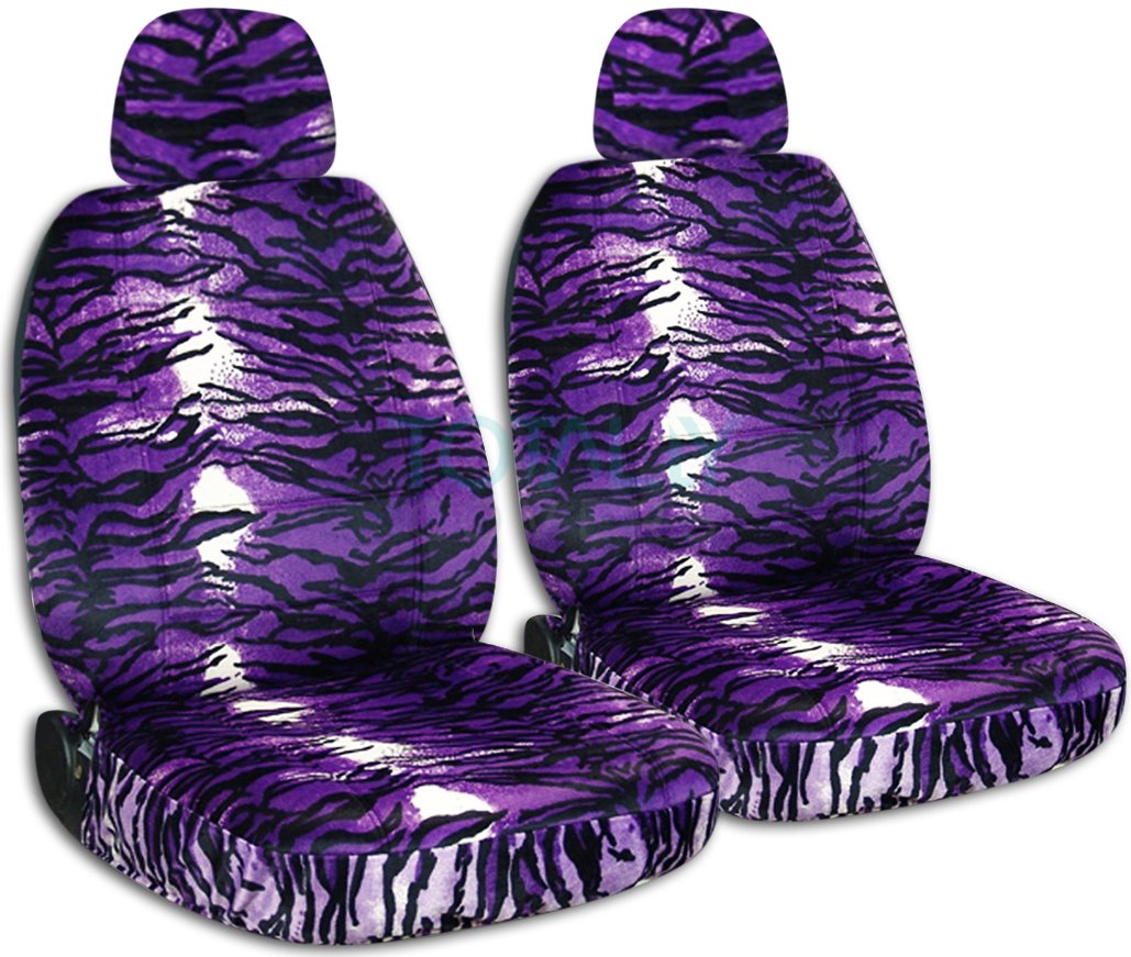 Purple Snow Tiger Print Car Seat Covers with 2 Headrest Covers - Universal Fit for Cars, Trucks, Vans, RVs & SUVs - Animal Print Seat Protectors for Style & Comfort - Perfect for Road Trips, Daily Commutes & Family Travel