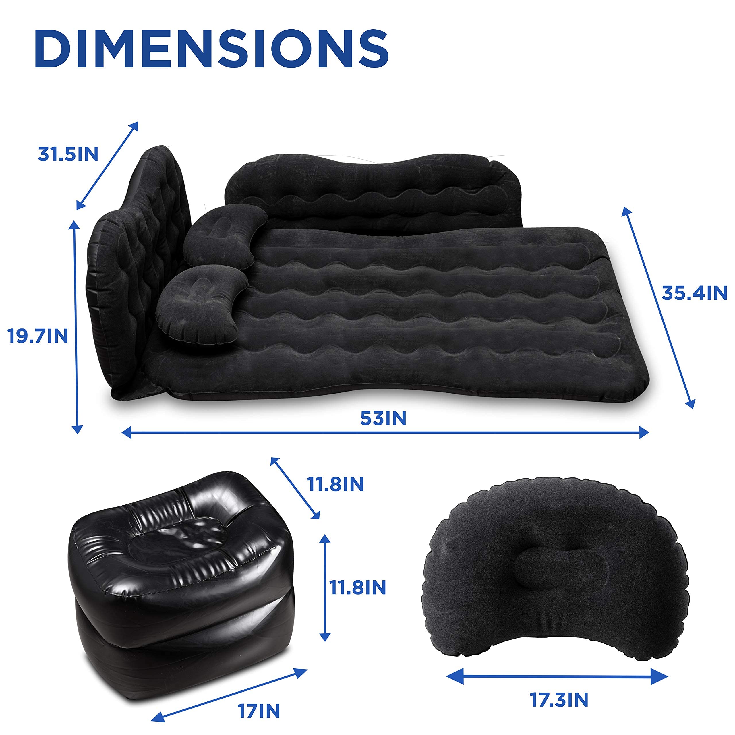 Inflatable Car Air Mattress for SUV, Truck & RV - Portable Travel Camping Bed with Pillows - Universal Back Seat Sleeping Mattress for Road Trips, Outdoor Adventures & Emergency Use (Pack of 1)