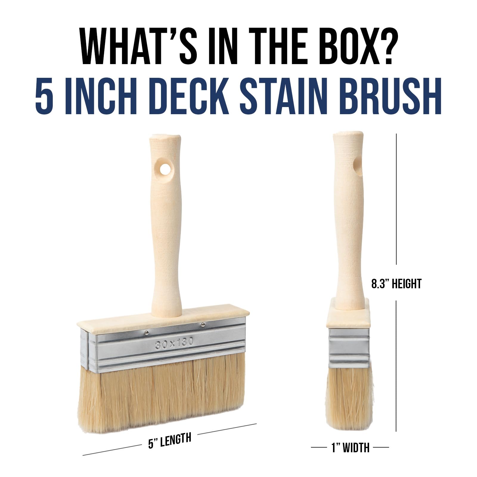 Foxtrot 5-Inch Deck Stain Brush - Professional Grade Paint & Sealer Applicator for Wood Decks, Fences, Walls | Fast & Even Coverage | Perfect for Outdoor Wood Staining, Fence Painting & Home Improvement Projects