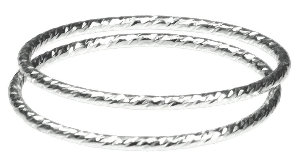 2 Pack Sterling Silver Sparkle Stacking Rings for Women - Dainty Adjustable Stackable Rings Set - Perfect for Layering, Gift Giving & Everyday Wear