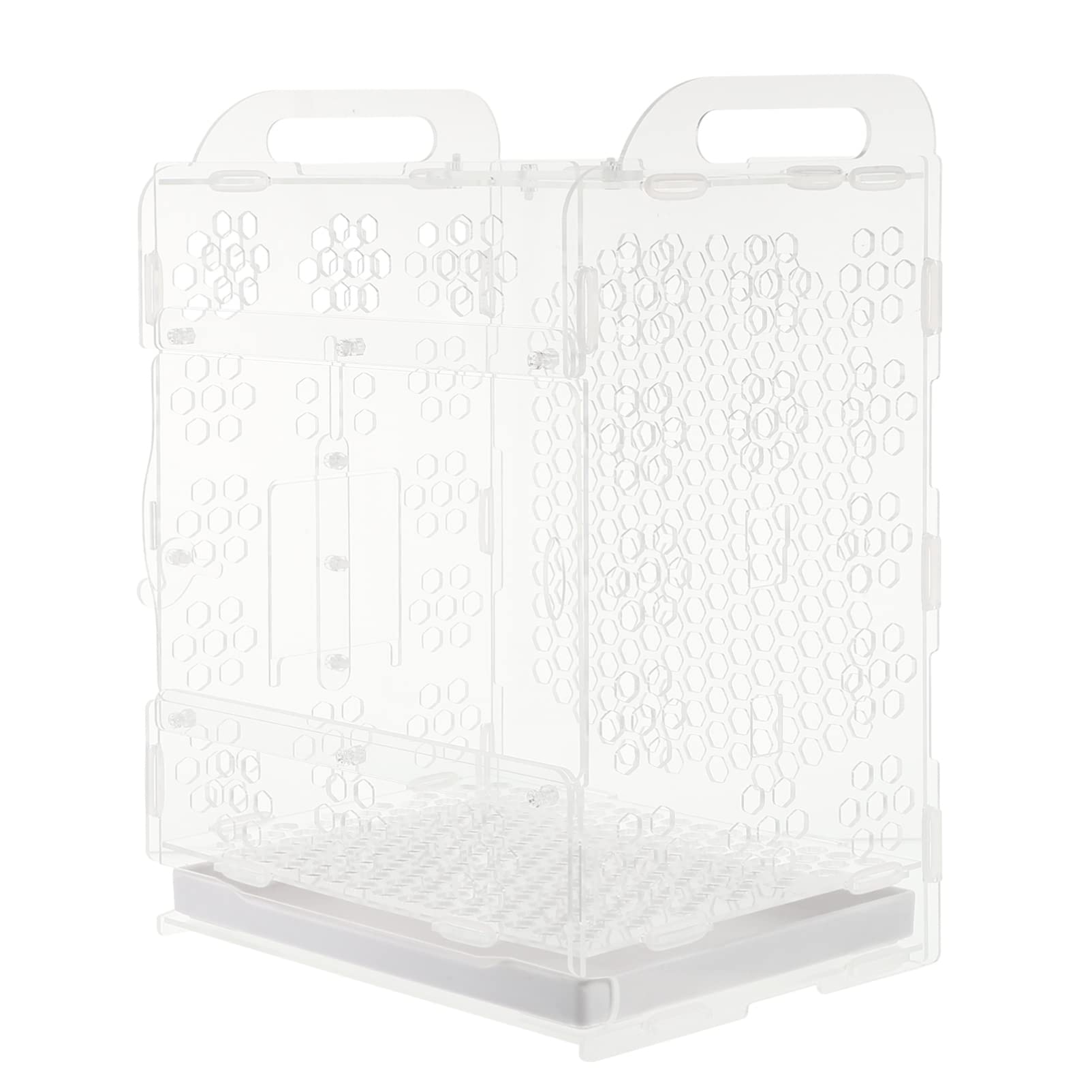 1pc Transparent Acrylic Bird Cage with Removable Tray - Parrot Feeding Cage for Small Birds, Canaries - Easy Clean Bird House for Home, Office, or Garden Decor
