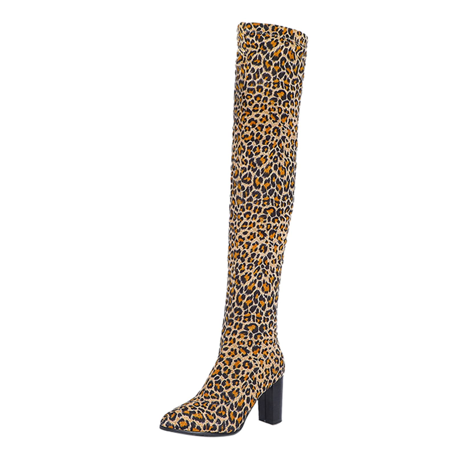 Women's Cowboy Style Knee High Boots with Leopard Print & Heels - Fashionable Western Boots for Women, Perfect for Country Rides, Night Out & Fall Fashion