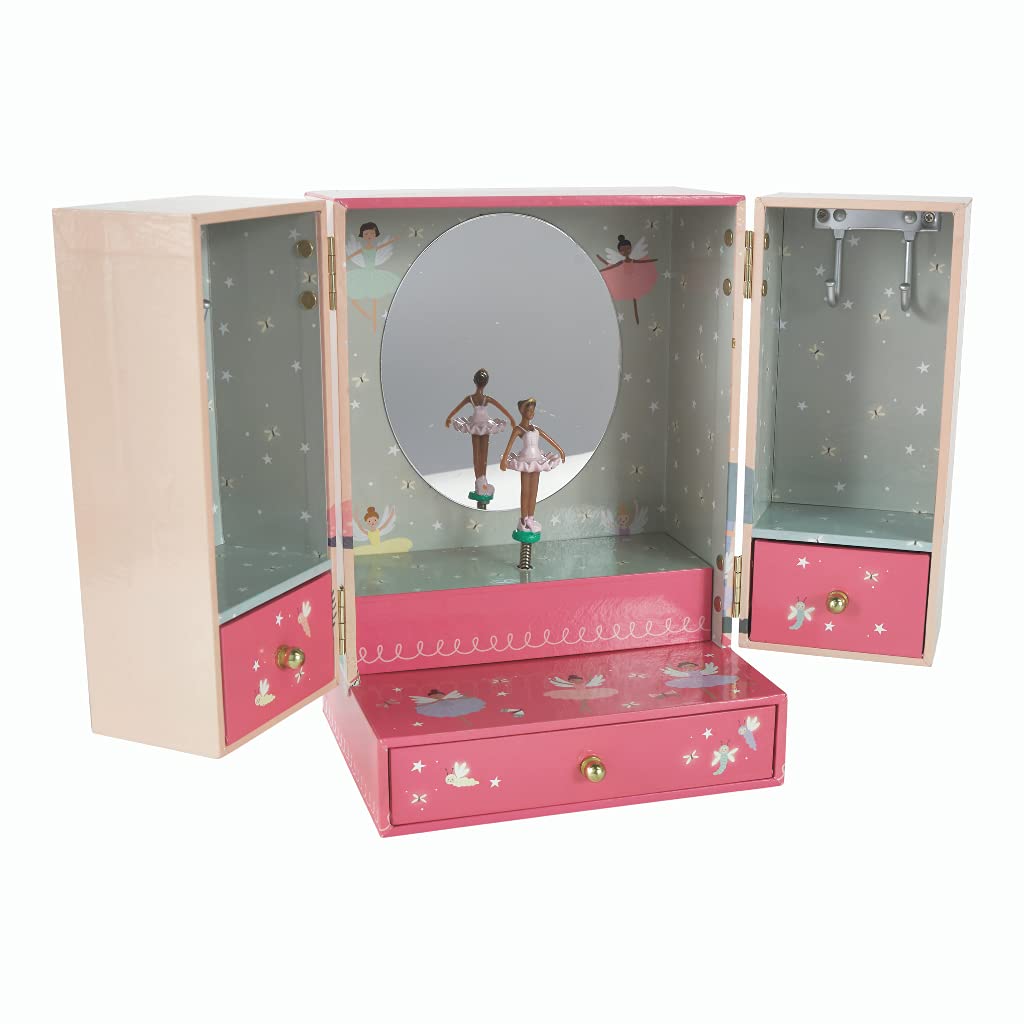 Floss & Rock Enchanted Musical Jewelry Box Wardrobe with Drawer - Multicolor Jewelry Storage Organizer (21.5 x 15 x 12cm) | Perfect for Girls' Bedroom Decor, Gift for Birthday & Christmas