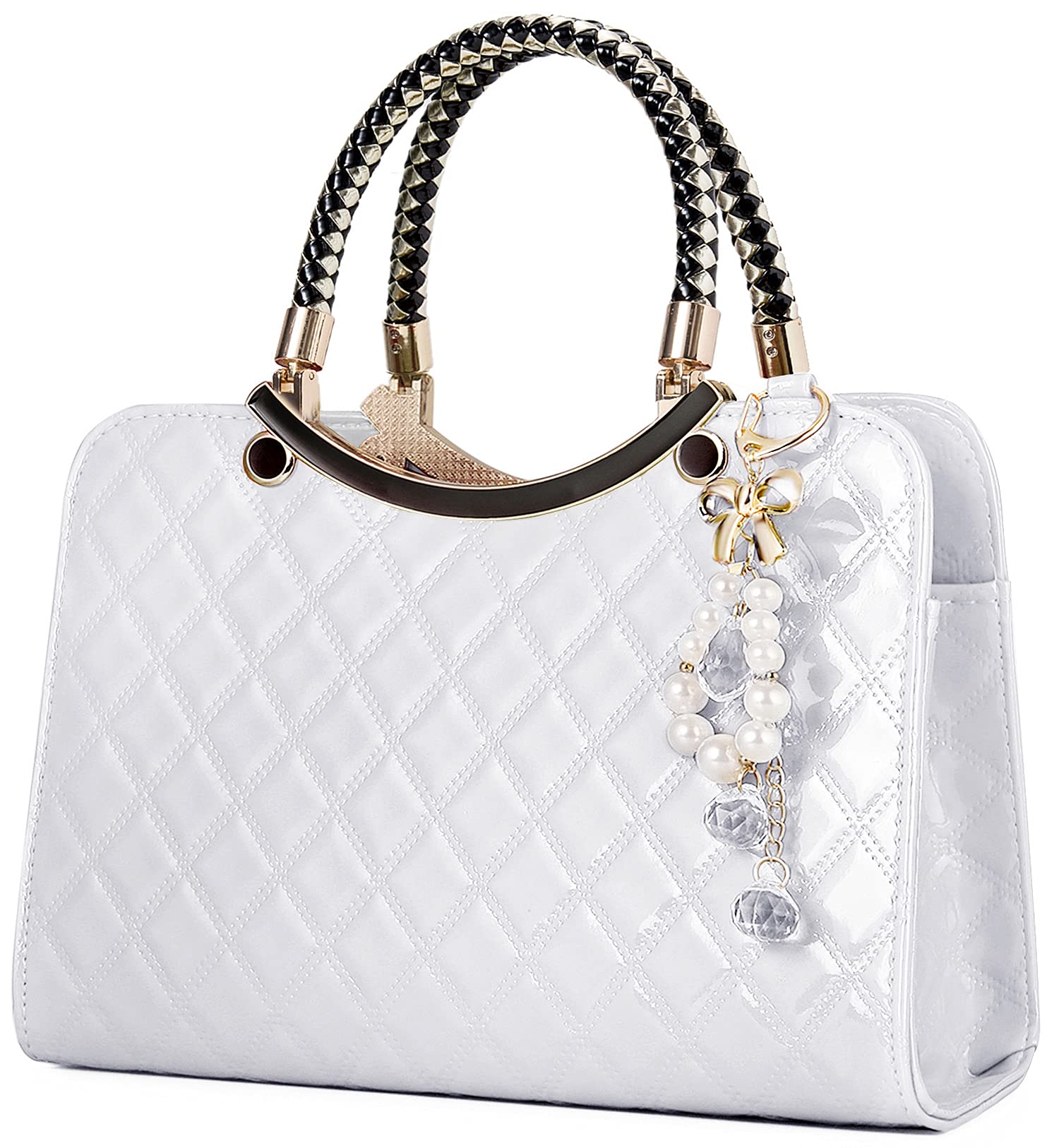 Shiny Patent Leather Women's Handbags - Fashion Top Handle Satchel Purse & Crossbody Shoulder Bag for Work, Party & Daily Use