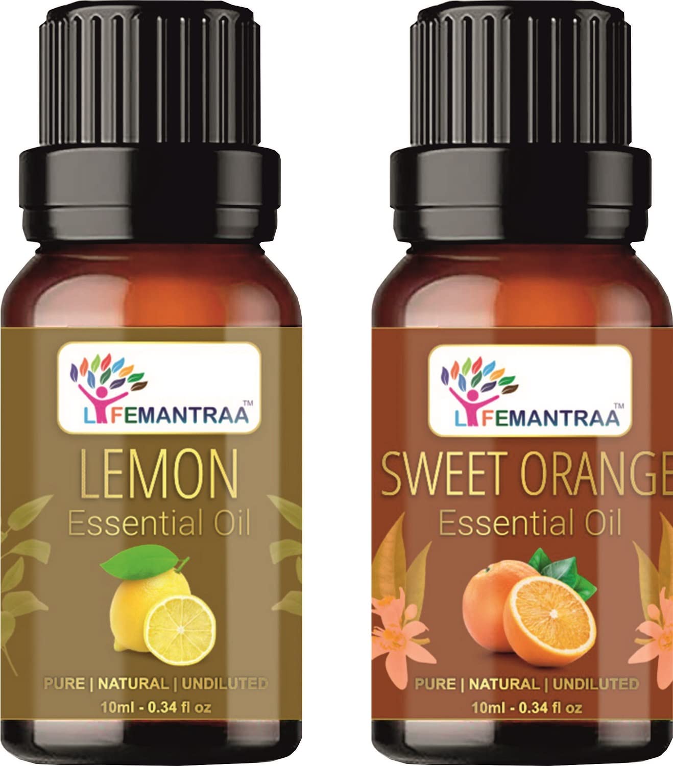 Pure Lemon & Sweet Orange Essential Oil Set - 10ml Each (20ml) for Aromatherapy, Diffusers, Soap & Candle Making - Natural Home Fragrance for Relaxation, Stress Relief & Air Freshening