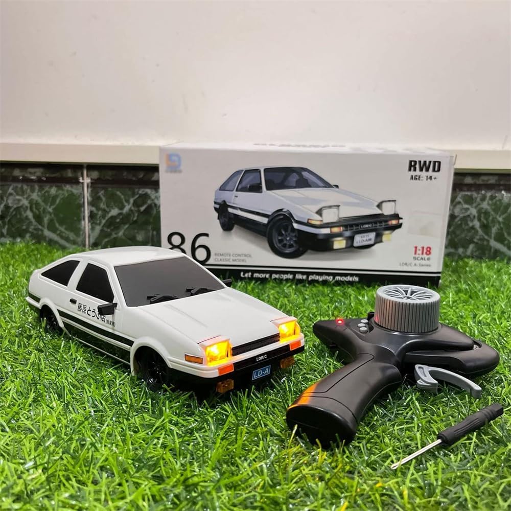 RePaLY 1/18 Scale RC Drift Car - AE86 Fast Remote Control Sports Car with 2.4G Proportional Steering, Reversible Headlights & Anti-Skid Design | Perfect for Off-Road Racing, Backyard Drifting, and Christmas Gifts for Kids & Adults