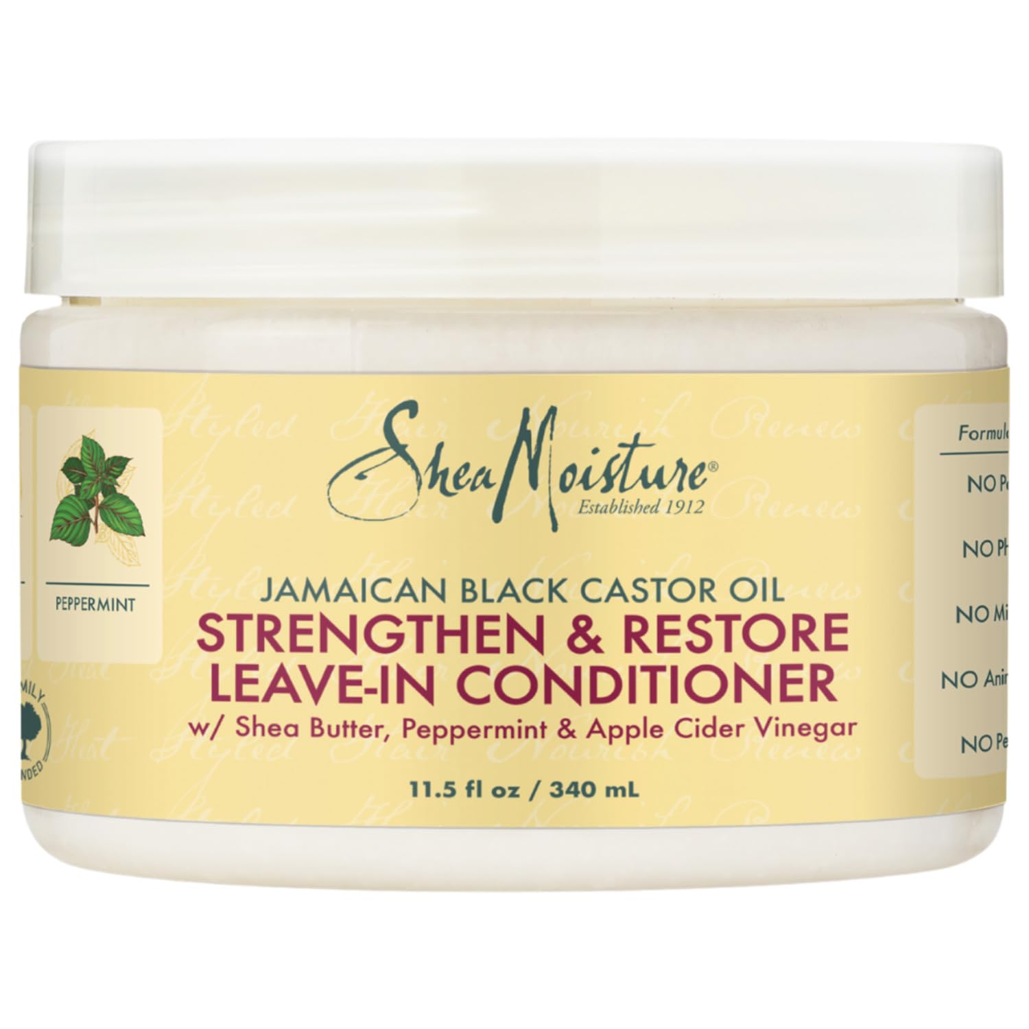 Shea Moisture Leave-In Conditioner with 100% Pure Jamaican Black Castor Oil - Strengthen & Restore for Healthy Hair Growth - Vitamin E Enriched - Safe for Color-Treated & Curly Hair - Family Size 11.5 Oz - Perfect for Daily Hydration & Frizz Control