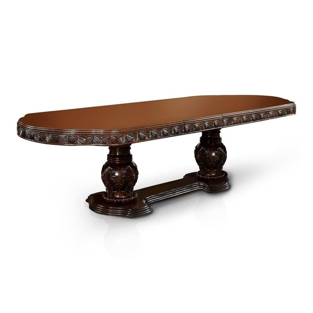 Furniture of America Madison Traditional Cherry Wood Extendable Dining Table - Perfect for Family Gatherings & Dinner Parties