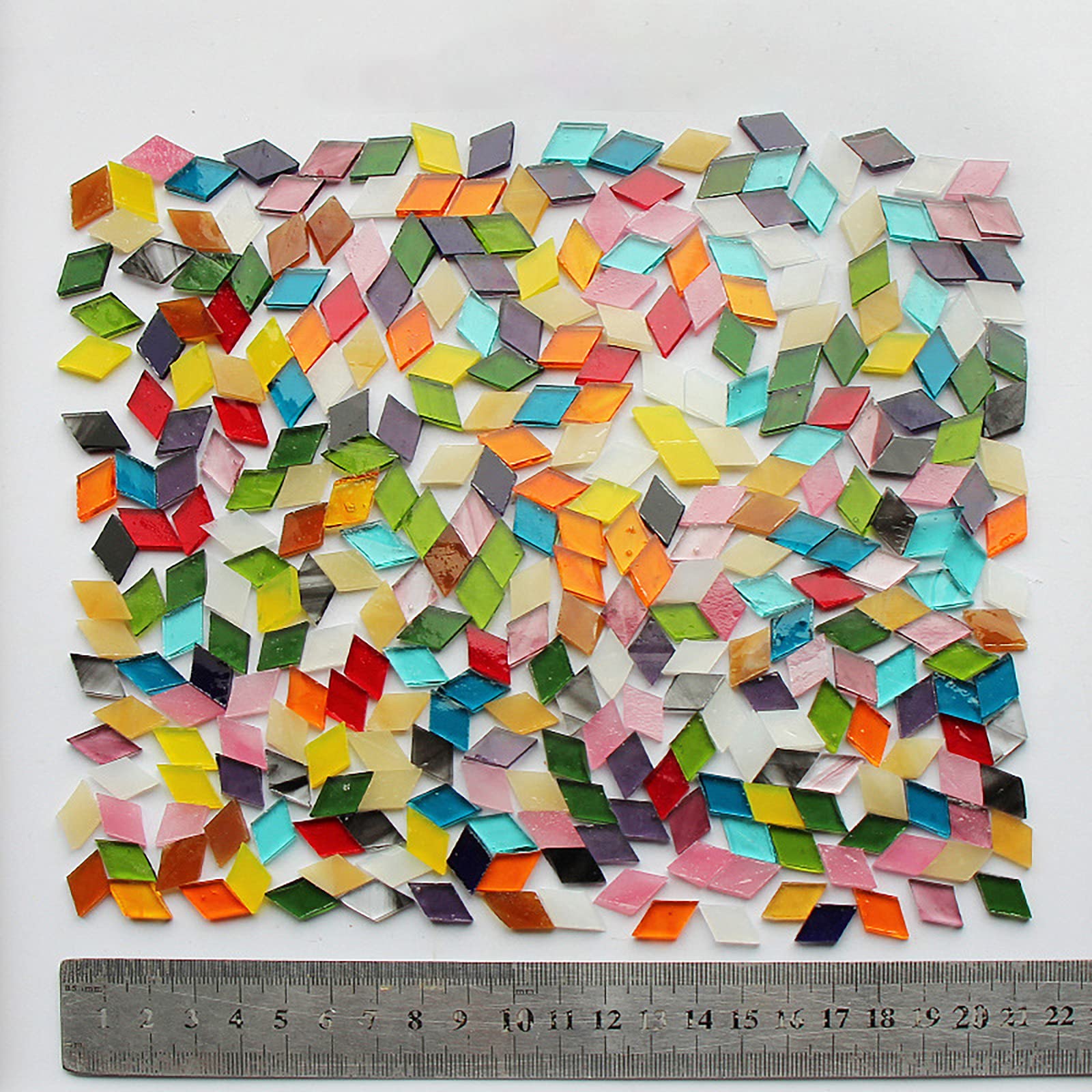 320pcs Retro Mix Mica Glass Mosaic Tiles - 1x1cm Rhombus Shape for DIY Home Decor, Crafts, Picture Frames & Flower Pots - Perfect for Kitchen Backsplash, Bathroom Wall Art & Decorative Projects (200g Pack)