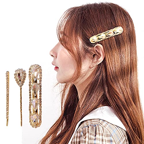 Licogel Rhinestone Hair Clips for Women - 3PCS Alloy Duckbill Barrettes, Lightweight Hairpins for Girls & Adults | Perfect for Weddings, Parties & Daily Styling