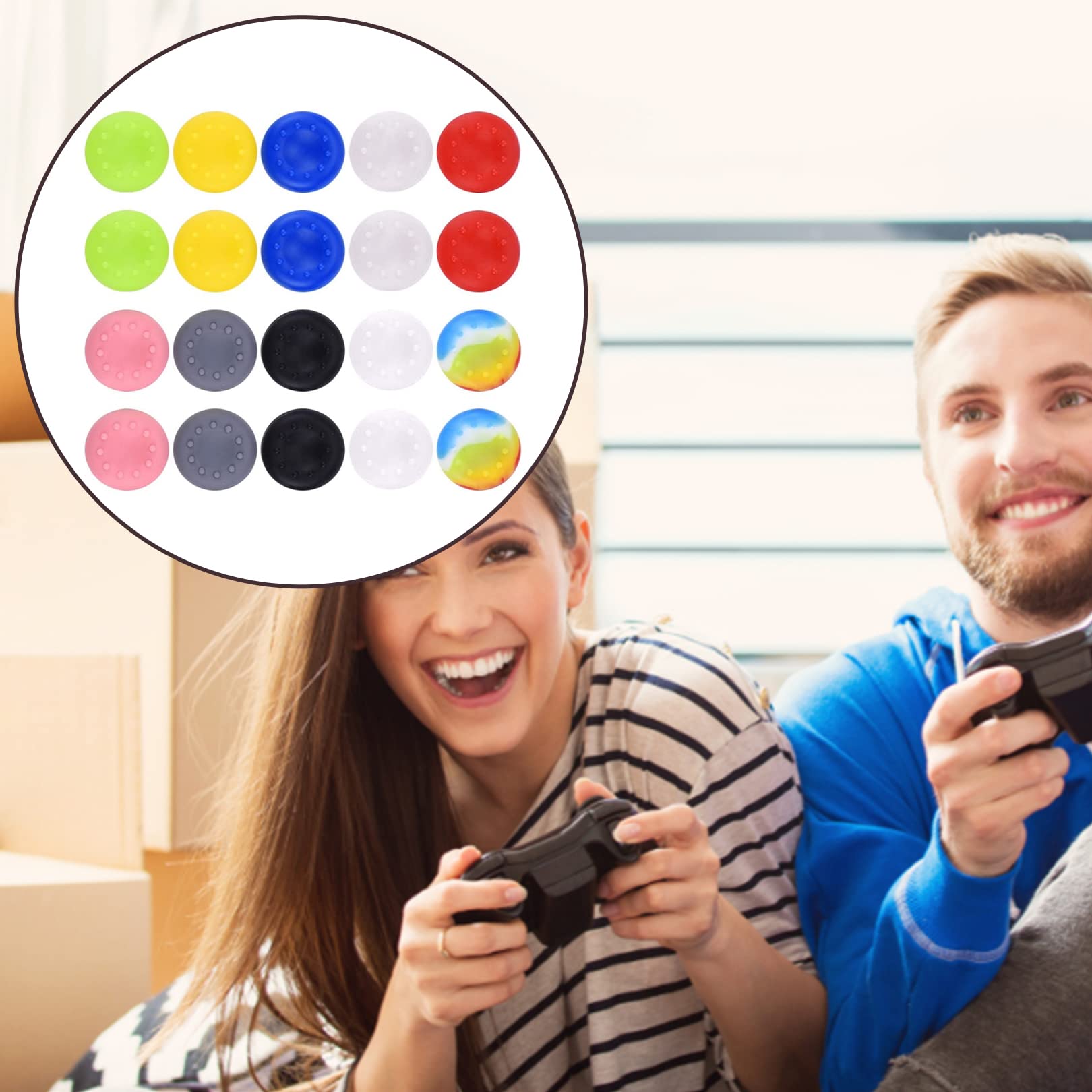 20pcs Silicone Thumb Grips Caps - Non-Slip Controller Joystick Protectors for PS2/PS3/PS4/PS5/Xbox 360/One/Series X/S - Gaming Accessories for Enhanced Grip & Comfort During Long Play Sessions