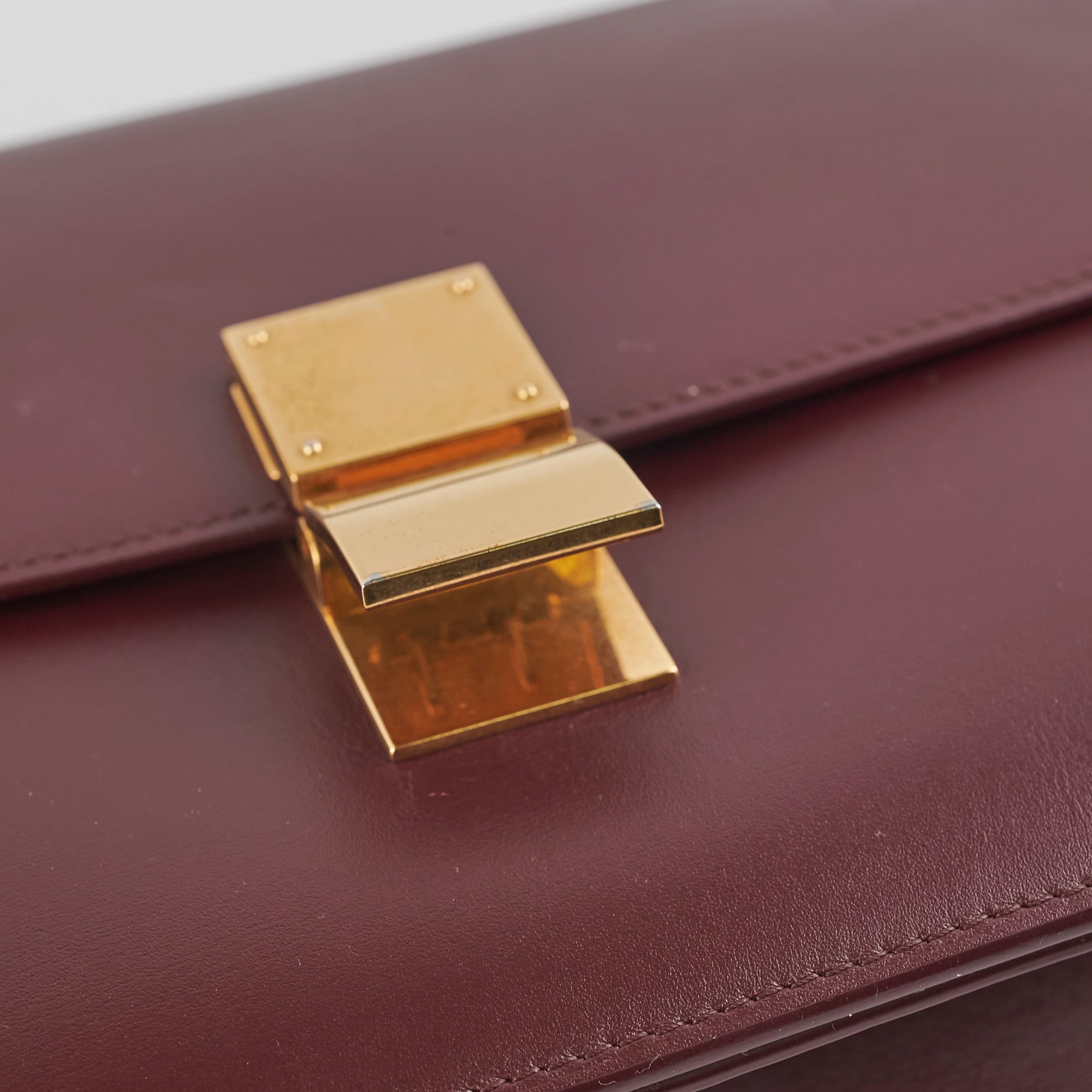 Celine Medium Box Burgundy Leather Crossbody Bag for Women - Luxury Designer Handbag for Work, Travel & Everyday Use