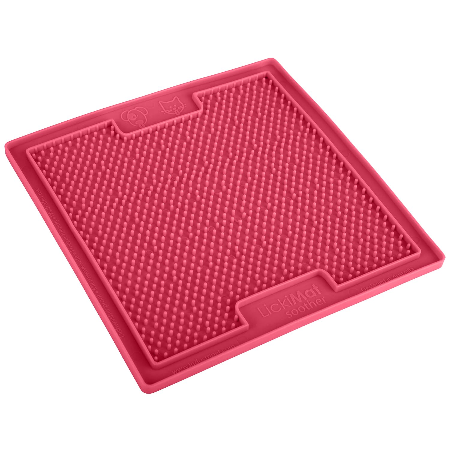 LickiMat Classic Cat Slow Feeder Lick Mat - Anxiety & Boredom Relief for Cats - Perfect for Food, Treats, Yogurt & Peanut Butter - Fun Alternative to Slow Feed Bowls (Pink) - Great for Grooming, Mealtime & Stress Relief